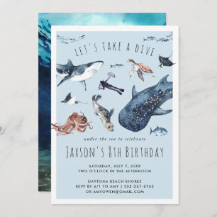 Watercolor Ocean   Birthday Party Invitation