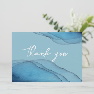 watercolor ocean blue aquamarine thank you card