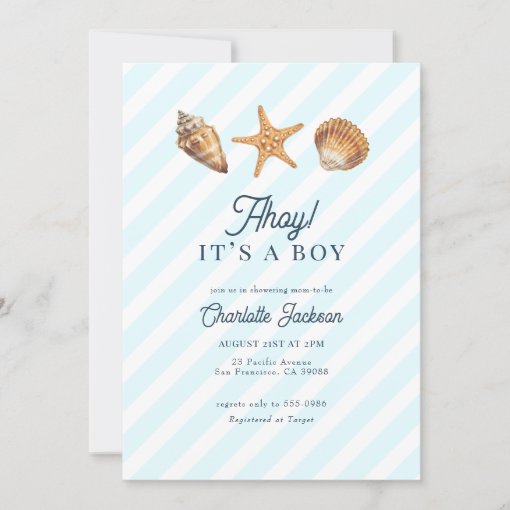 Watercolor Ocean Blue Boy Baby Shower Invitation Zazzle