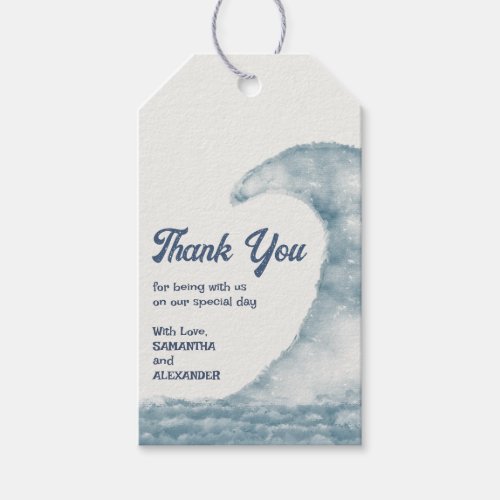 Watercolor Ocean Blue Wedding Thank You Favor Gift Tags