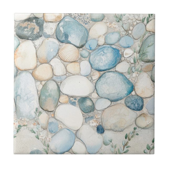 Watercolor Ocean Breeze Pattern  Ceramic Tile (Front)