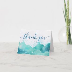 Watercolor Ocean Cruise Boat Crew Appreciation Letterpress Thank You Card