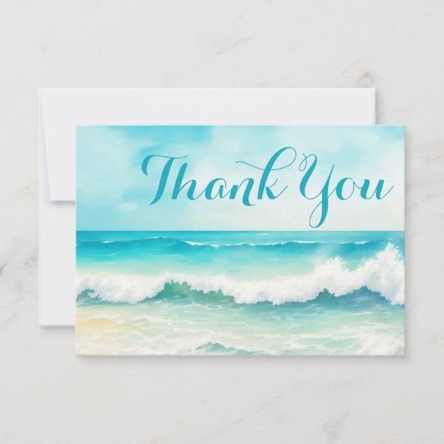 Watercolor Ocean Cruise Boat Crew Appreciation Thank You Card (Front)