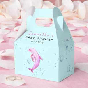 Watercolor ocean dolphin baby shower favor boxes