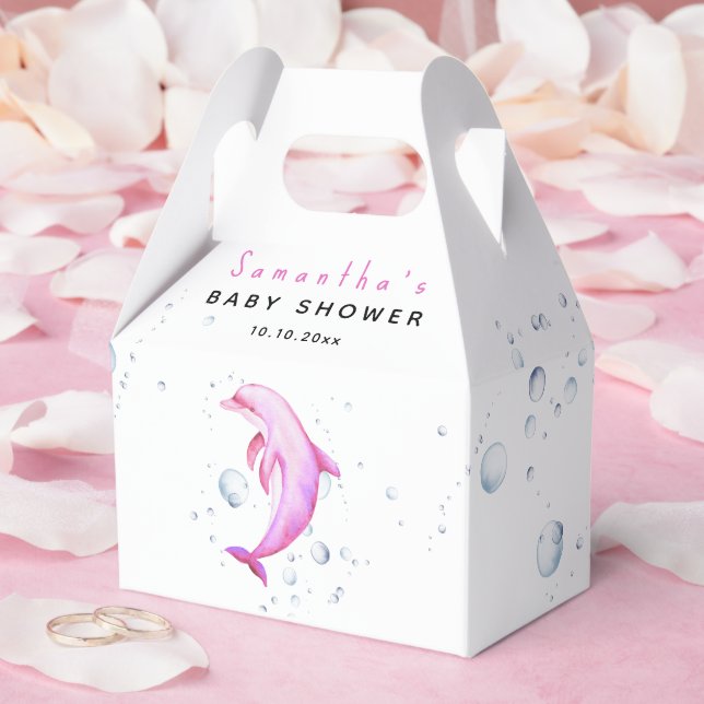 Watercolor ocean dolphin baby shower favor boxes (Wedding)