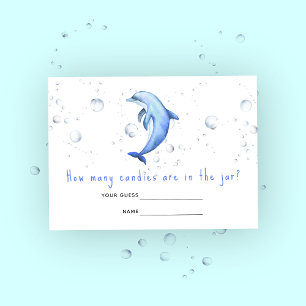 Watercolor ocean dolphin - how many candies game enclosure card
