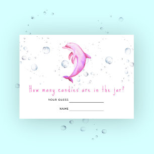 Watercolor ocean dolphin - how many candies game enclosure card