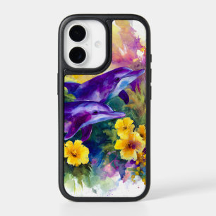 Watercolor Ocean Dolphins Tropical Flowers iPhone 17 Case