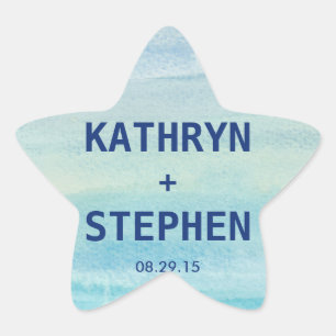 Watercolor Ocean Favor Sticker / Envelope Seal