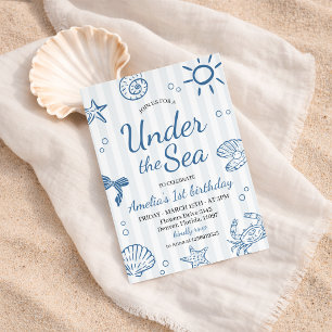 Watercolor Ocean Friends Birthday Invite