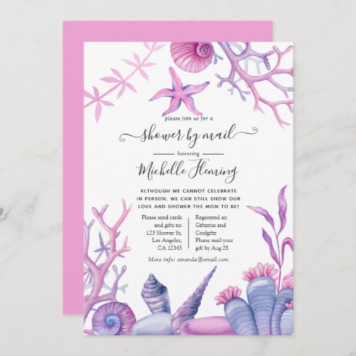 Watercolor Ocean Life Baby Shower by Mail Invitation