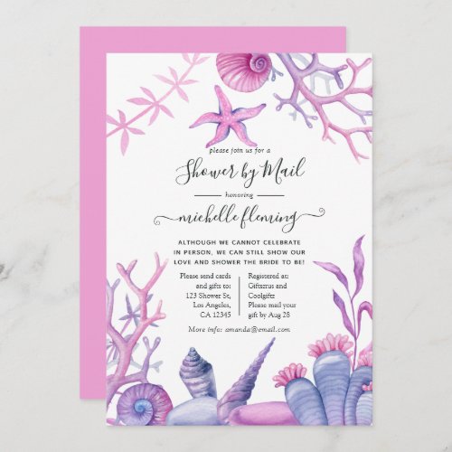 Watercolor Ocean Life Bridal Shower by Mail Invitation