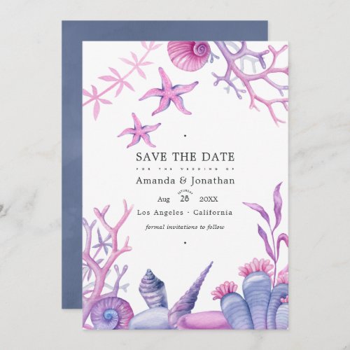Watercolor Ocean Life Nautical Wedding Photo Save The Date