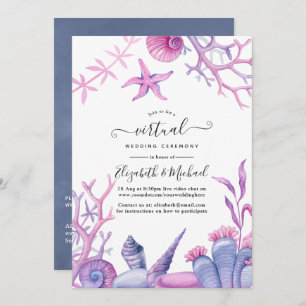 Watercolor Ocean Life Online Virtual Wedding Invitation