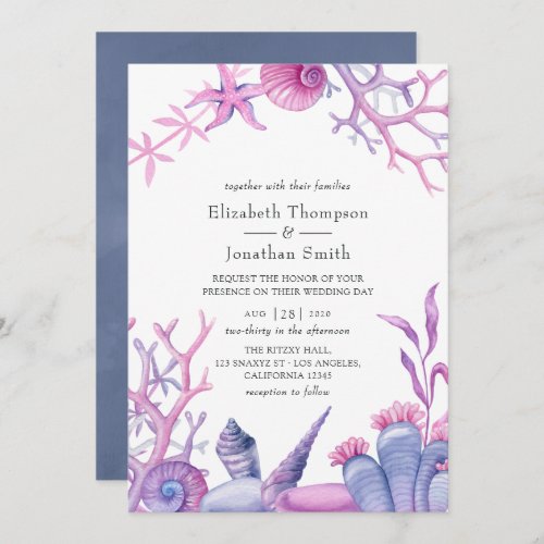 Watercolor Ocean Life Wedding Invitation