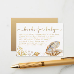 Watercolor Ocean Little Pearl Baby Shower Book Req Enclosure Card