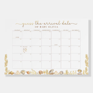 Watercolor Ocean Little Pearl Baby Shower Calendar Foam Board