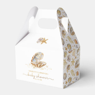 Watercolor Ocean Little Pearl Baby Shower Favor Boxes