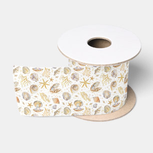 Watercolor Ocean Little Pearl Baby Shower Satin Ribbon