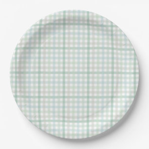 Watercolor Ocean Nautical Starfish Shells Plaid Paper Plates