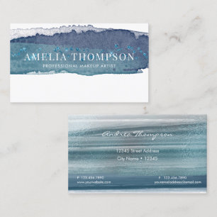 Watercolor Ocean Navy Blue Business Card