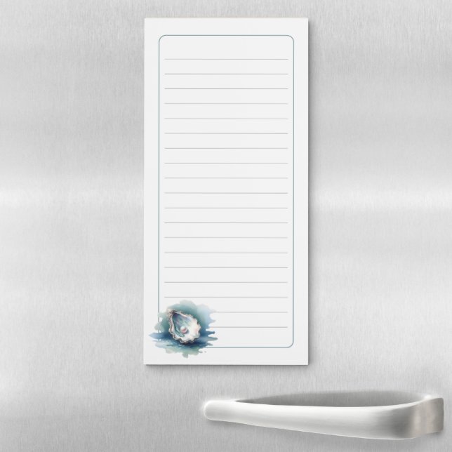 Watercolor Ocean Pearl Oyster Shell Lined Magnetic Notepad (In Situ)