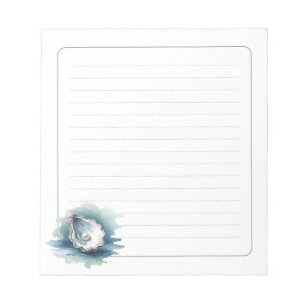 Watercolor Ocean Pearl Oyster Shell Lined Notepad