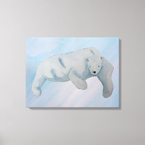 Watercolor Ocean Polar Bear Canvas Print