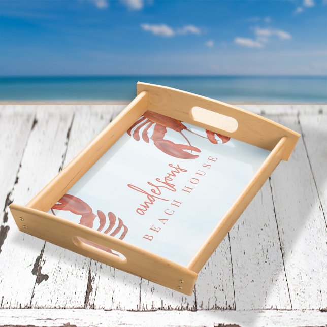 Watercolor Ocean Red Lobster Professional Serving Tray (Red Lobster Personalized serving tray.)