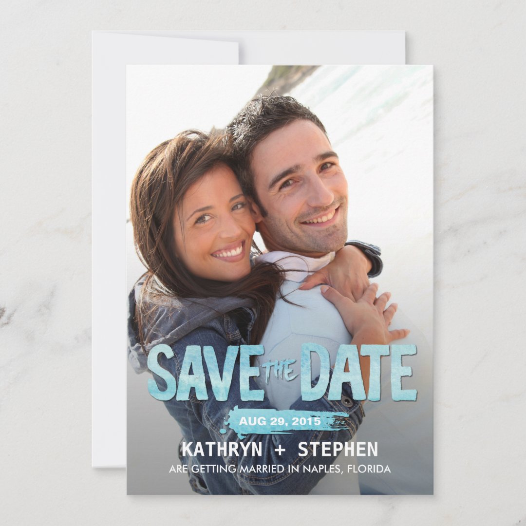 Watercolor Ocean Save The Date Cards | Zazzle