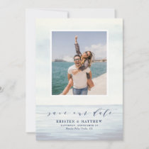 Watercolor Ocean Scene Photo Save The Date