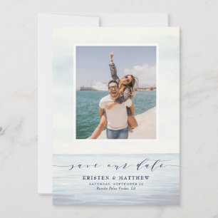 Watercolor Ocean Scene Photo Save The Date