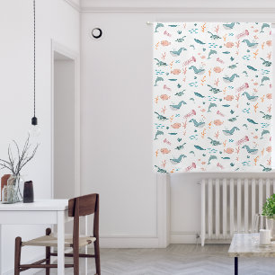 Watercolor Ocean Sea Animals Blush Kids Nursery Blackout Curtains