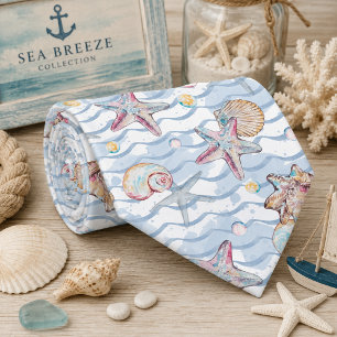 Watercolor Ocean Sea Animals Pattern Neck Tie