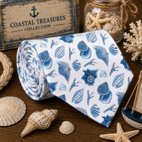 Watercolor Ocean Sea Animals Pattern Neck Tie