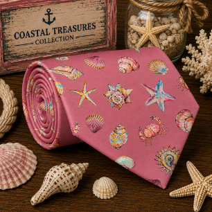 Watercolor Ocean Sea Animals Pattern Neck Tie