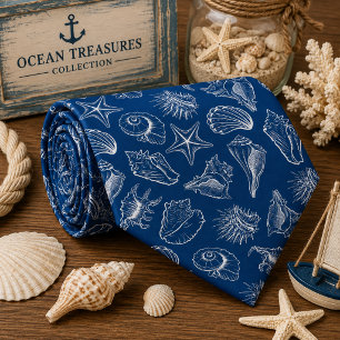 Watercolor Ocean Sea Animals Pattern Neck Tie