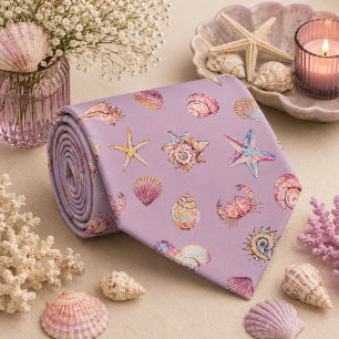 Watercolor Ocean Sea Animals Pattern Neck Tie