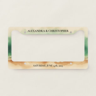 Watercolor Ocean Sea Beach Elegant Sun License Plate Frame
