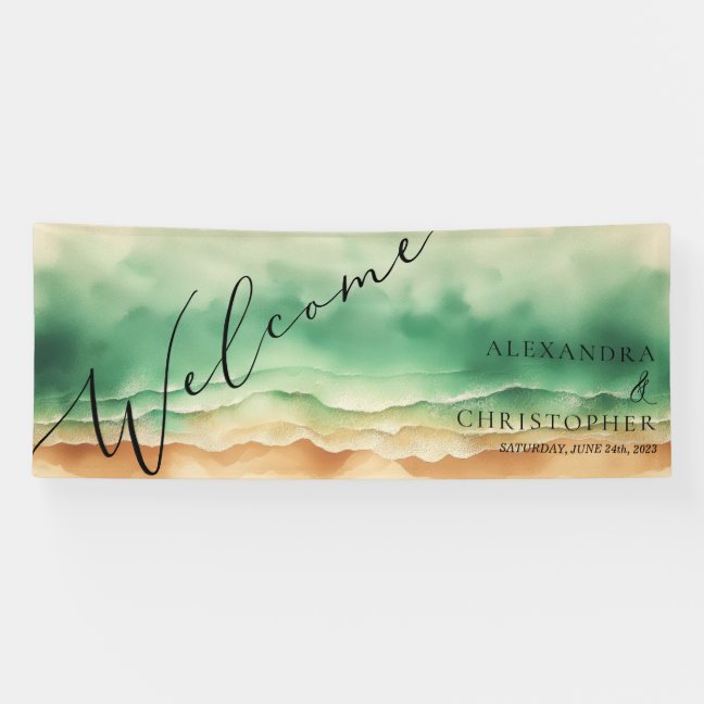 Watercolor Ocean Sea Blue Water Sun Banner