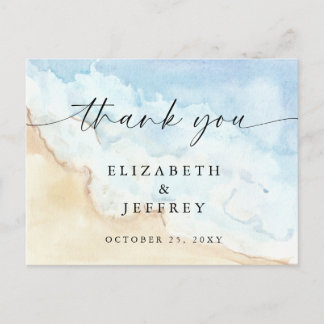 Watercolor Ocean Sea Summer Beach Thank You Card
