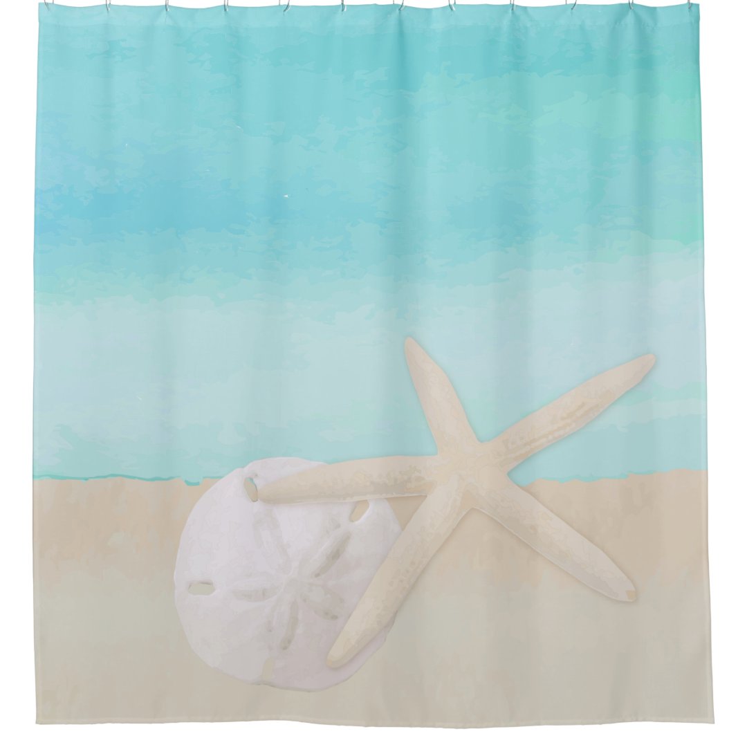 Watercolor Ocean Starfish and Sand Dollar Shower Curtain Zazzle