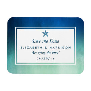 Watercolor Ocean Starfish Beach Save The Date Magnet
