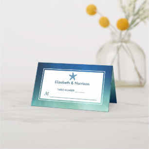 Watercolor Ocean Starfish Beach Wedding Place Card