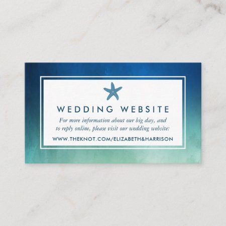 Watercolor Ocean Starfish Beach Wedding Website Enclosure Card
