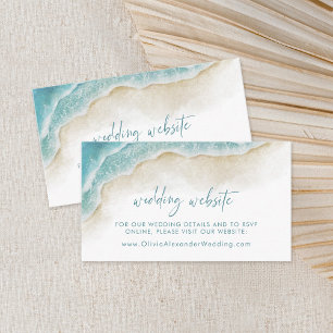 Watercolor Ocean Summer Beach Wedding Website Enclosure Card