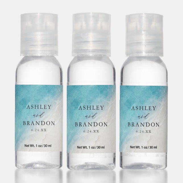 Watercolor Ocean Summer Blue Beach Hand Sanitizer (Set)