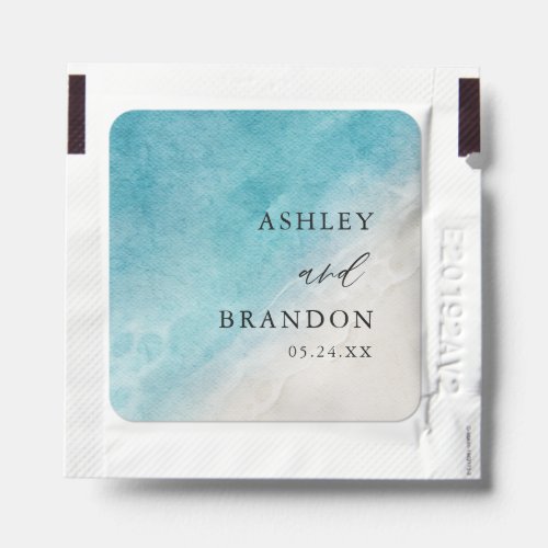 Watercolor Ocean Summer Blue Beach Wedding Hand Sanitizer Packet