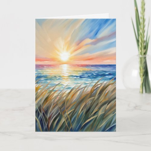 Watercolor Ocean Sunrise Sympathy Card