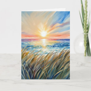 Watercolor Ocean Sunrise Thinking of You Card